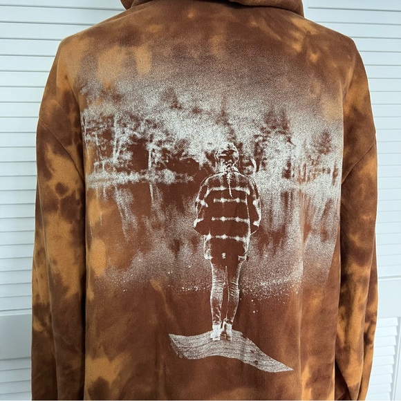 Taylor Swift Right Where You Left Me Evermore Brown Bleach Tie Dye Hoodie Size L - Picture 4 of 16